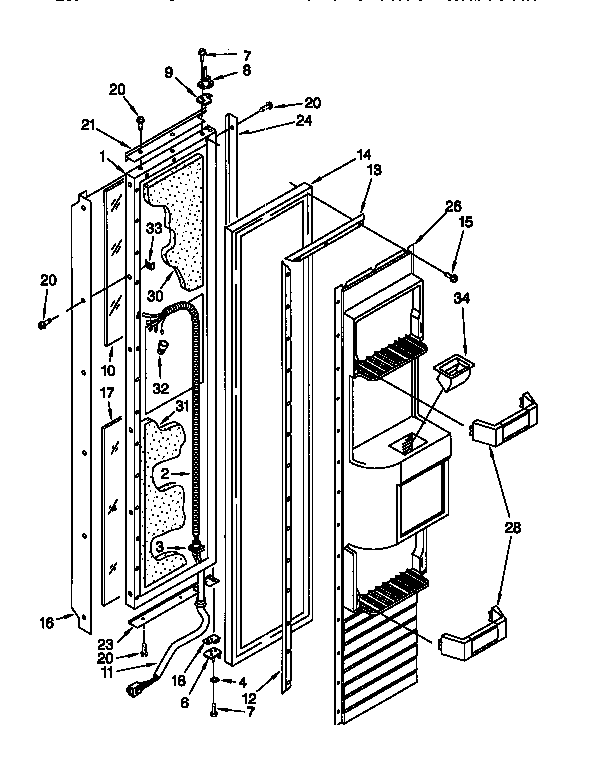 KitchenAid KSSP36QFW05 freezer door diagram
