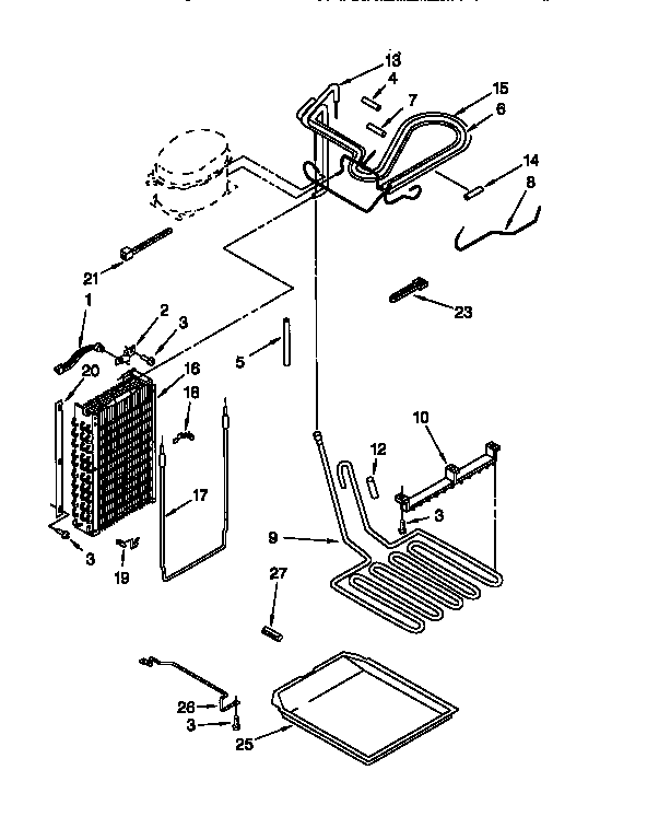 KitchenAid KSSP36QFW05 lower unit and tube diagram