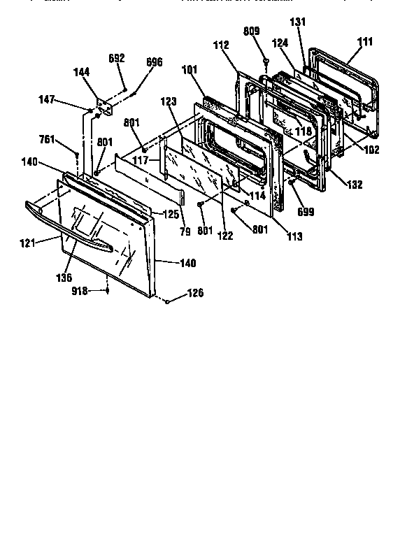 Kenmore 91148369791 upper door diagram