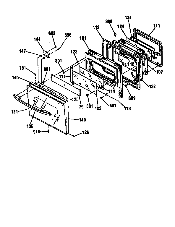 Kenmore 91148365791 upper door diagram