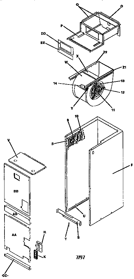 ICP EF08B1500A functional replacement parts diagram