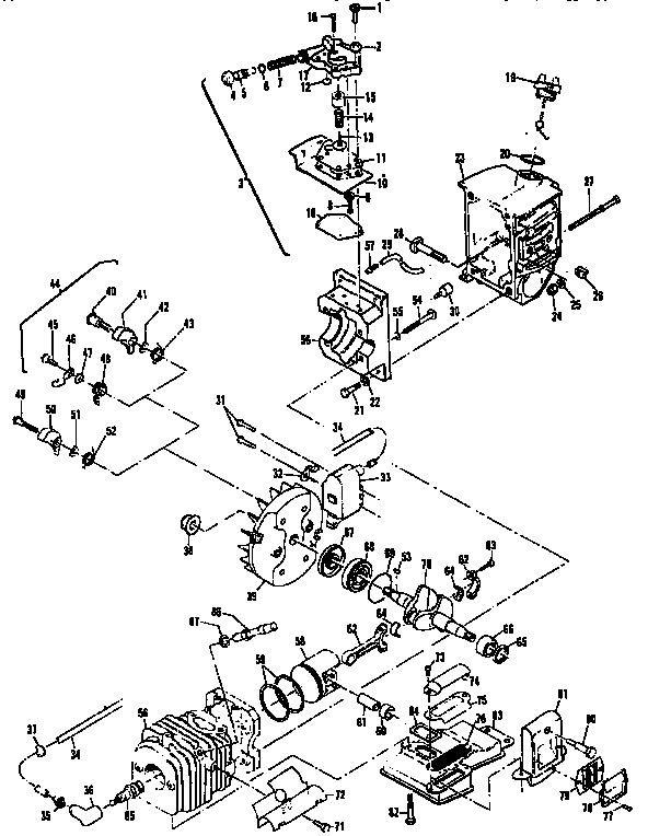 McCulloch PRO MAC 610 11-,12-600041-07 powerhead and oiler assemblies diagram