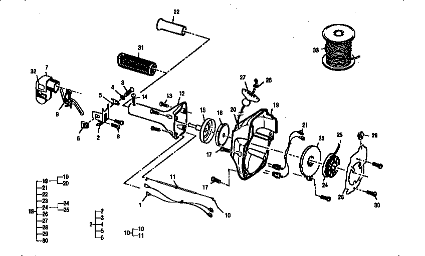 Lowrance MAC 2827 12-400128-00 starter/clutch housing assembly diagram