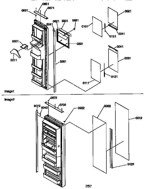 Kenmore 59657085790 door trim and panels diagram