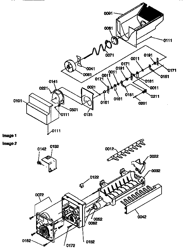 Kenmore 59657085790 ice bucket auger/ice maker diagram