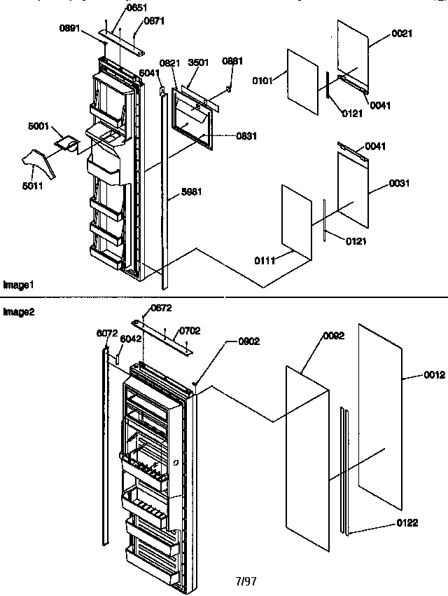Kenmore 59657087790 door trim and panels diagram