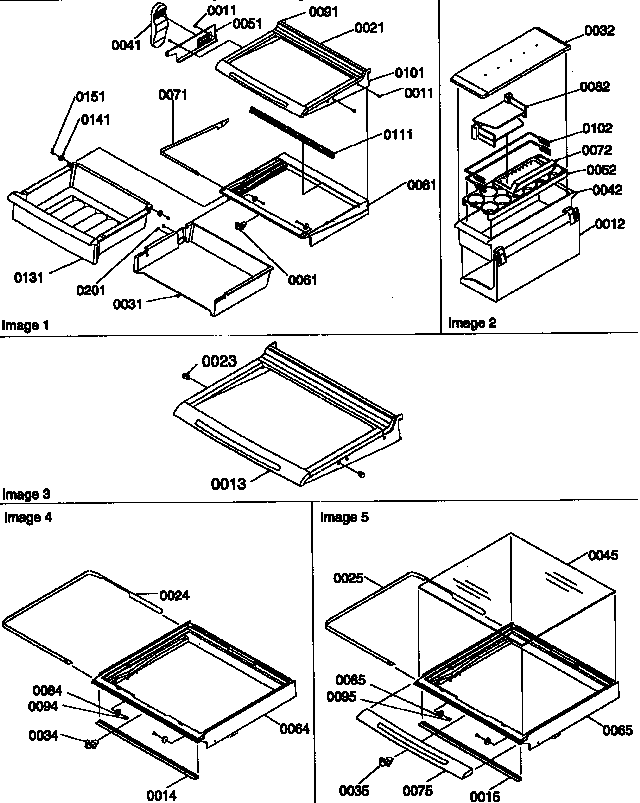 Kenmore 59657087790 dell, shelf, and crisper assemblies diagram