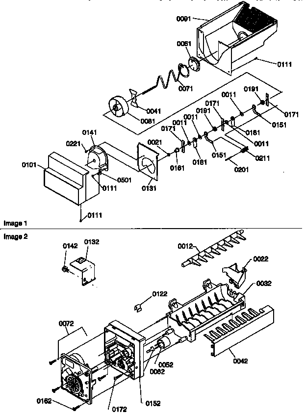Kenmore 59657087790 ice bucket auger and ice maker diagram