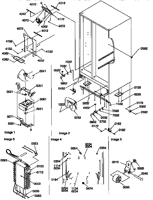 Kenmore 59657547790 drain system, rollers/evaporator assembly diagram