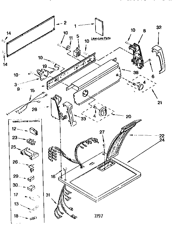 Kenmore 11076702693 top and console diagram