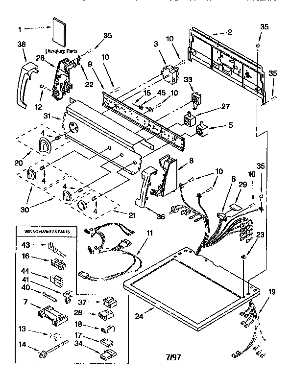 Kenmore 11076912692 top and console diagram