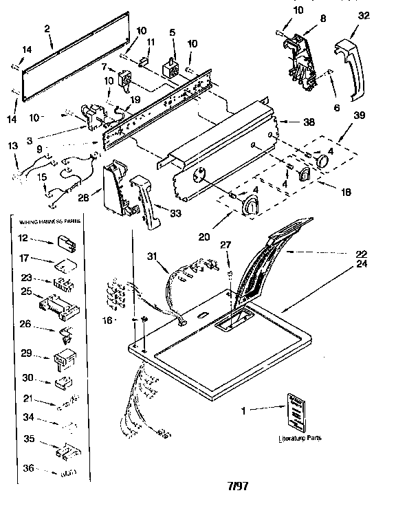 Kenmore 11076712693 top and console diagram