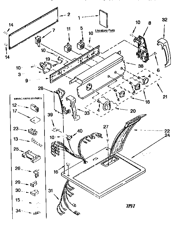 Kenmore 11076814693 top and cosole diagram