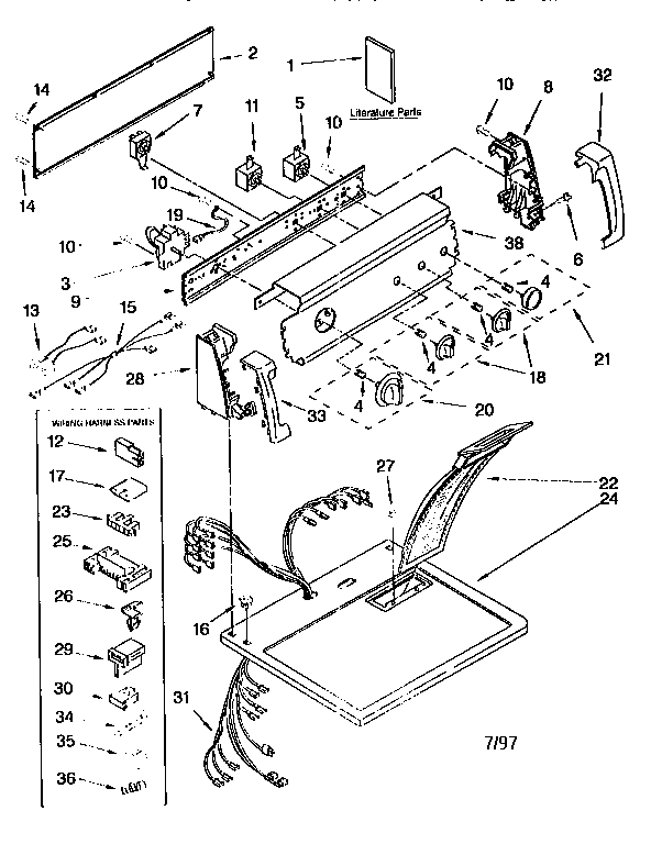 Kenmore 11076801693 top and console diagram