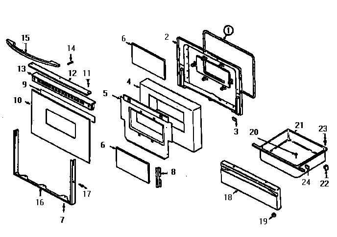 Kenmore 62946775790 door/drawer diagram