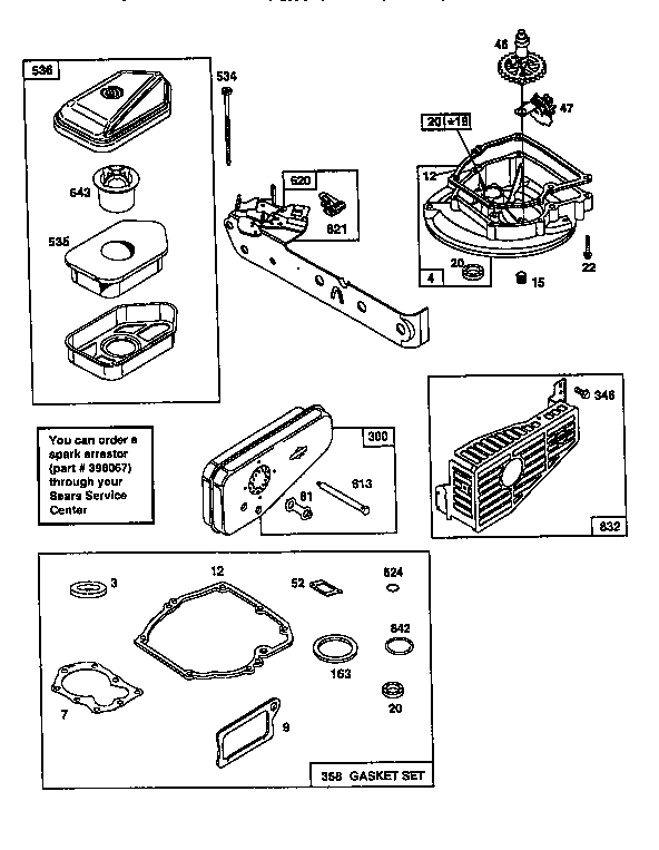 Craftsman 580761751 air cleaner assembly and gasket set diagram