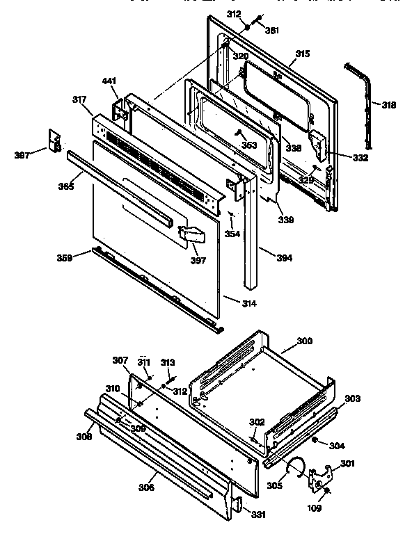 GE JGBS22BEW3AD door & drawer parts diagram