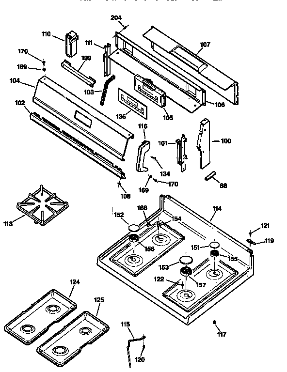 GE JGBP75AEY1AA cooktop diagram