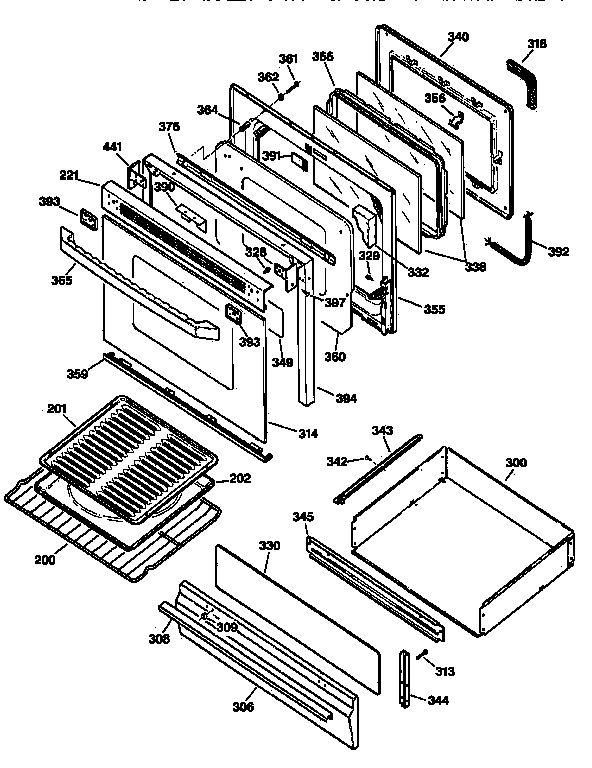 GE JGBP75AEY1AA door & drawer parts diagram