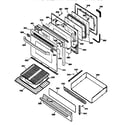 GE JGBP75WEY1WW door & drawer parts diagram