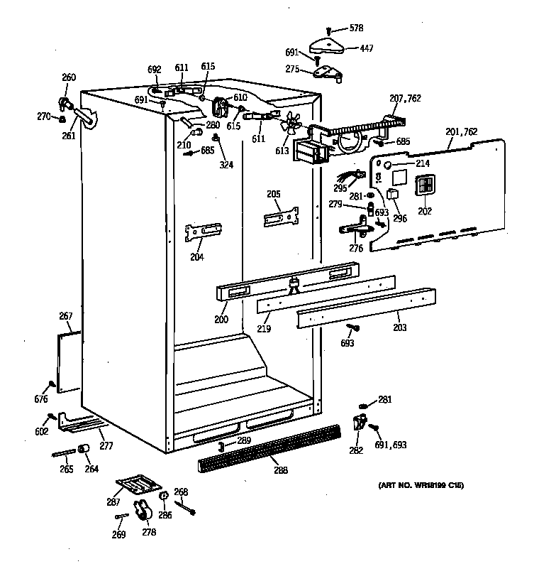 GE TBX22QAHERWW cabinet parts diagram