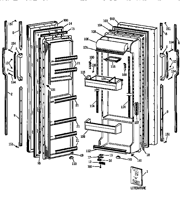 GE TFK22JAXEAA doors diagram