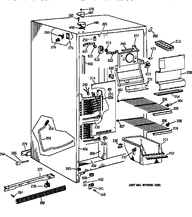 GE TFK22JAXEAA freezer section diagram