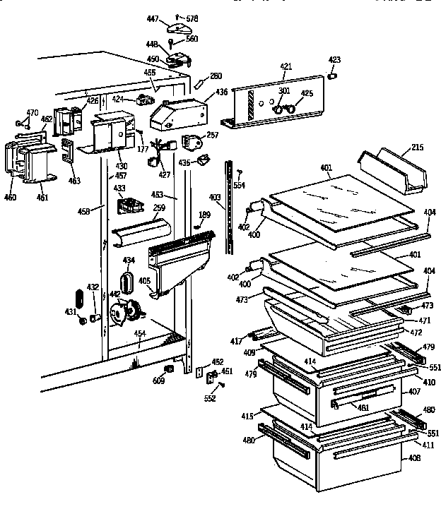 GE TFK22JAXEAA fresh food section diagram