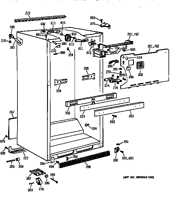 GE TBG21DAXKRWW cabinet parts diagram