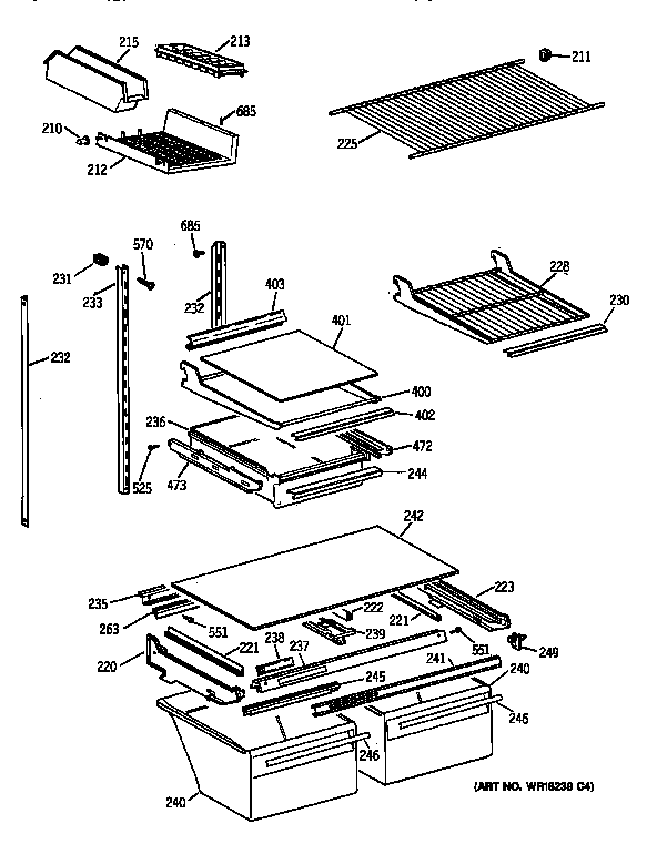 GE TBG21DAXKRWW shelf parts diagram