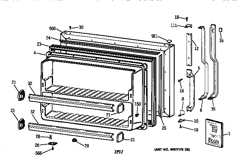 GE TBI18JIXSRWW freezer door diagram