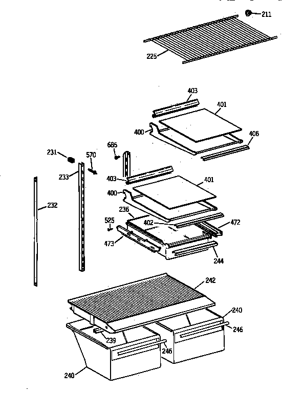 GE TBI18JIXSRWW shelf parts diagram