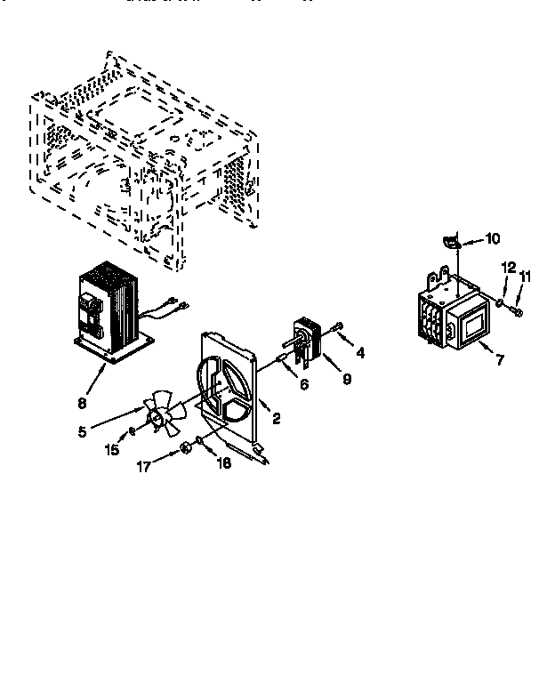 Whirlpool MT7078XDQ3 magnetron and air flow diagram
