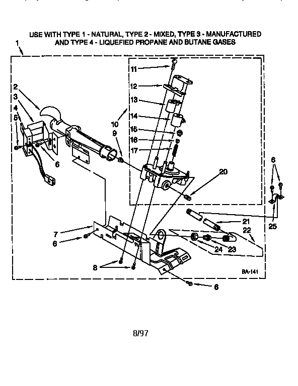 Whirlpool LGR5644EQ1 3402844 burner assembly diagram