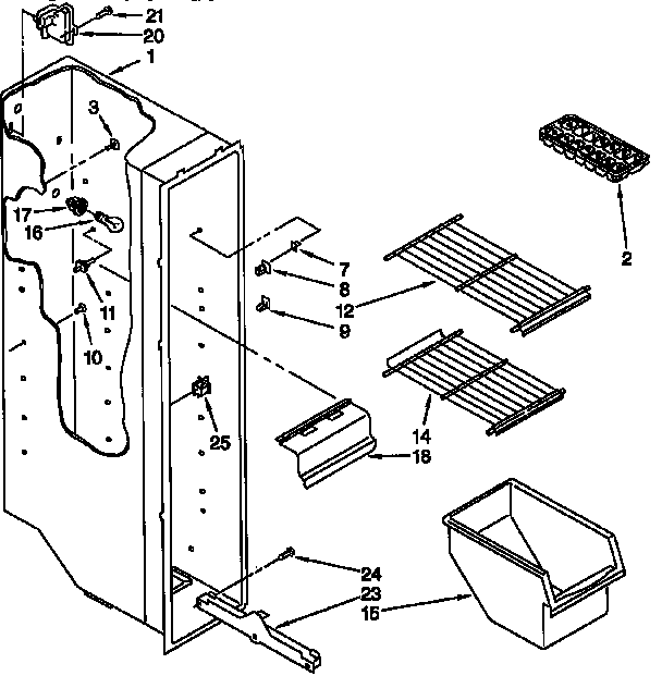 Whirlpool ED20TKXDN03 freezer liner diagram