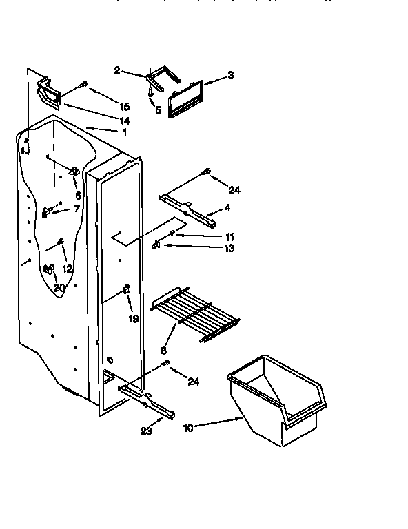 Whirlpool ED22TQXEW01 freezer liner diagram