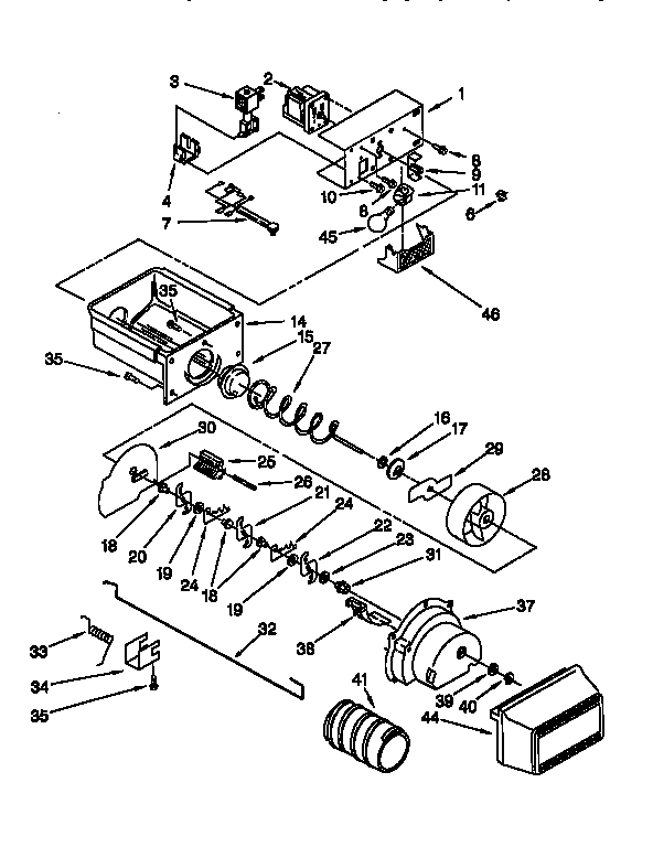 Whirlpool ED22TQXEW01 motor and ice container diagram