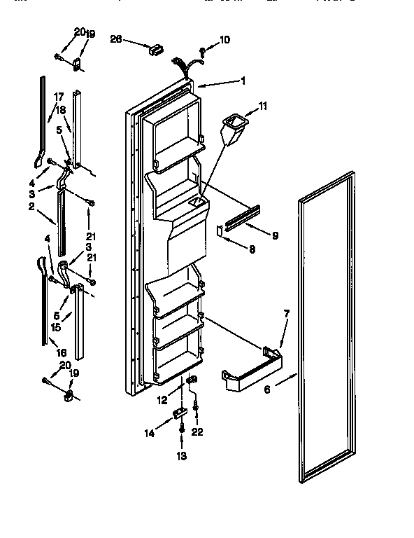 Whirlpool ED22TQXEW01 freezer door diagram