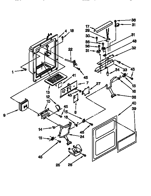 Whirlpool ED22TQXEW01 dispenser front diagram