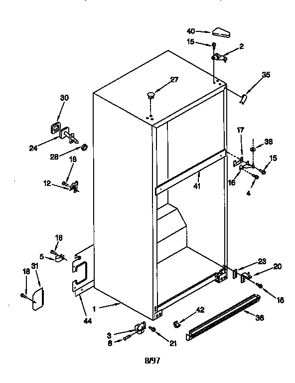 Whirlpool ET19RKXFW01 cabinet diagram