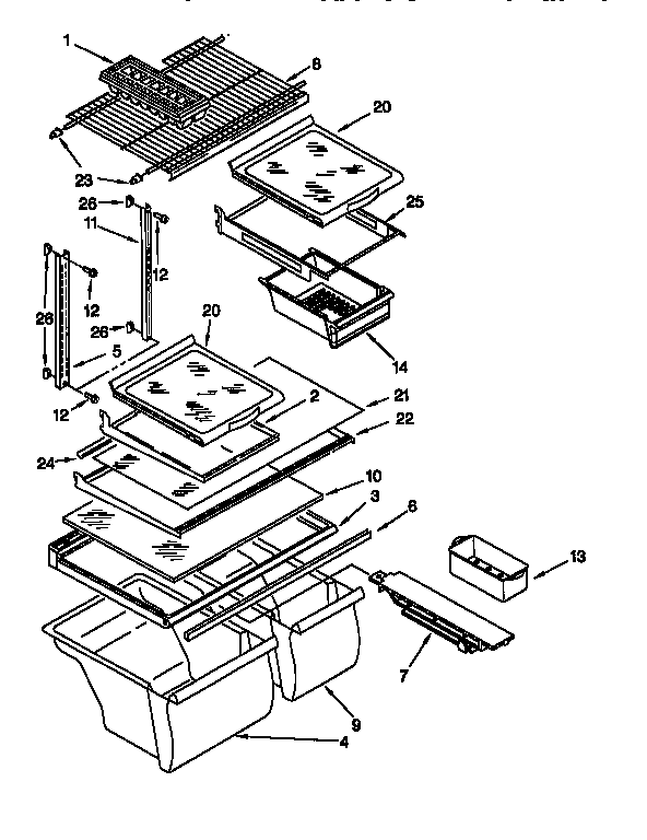 Whirlpool ET19RKXFW01 shelf diagram