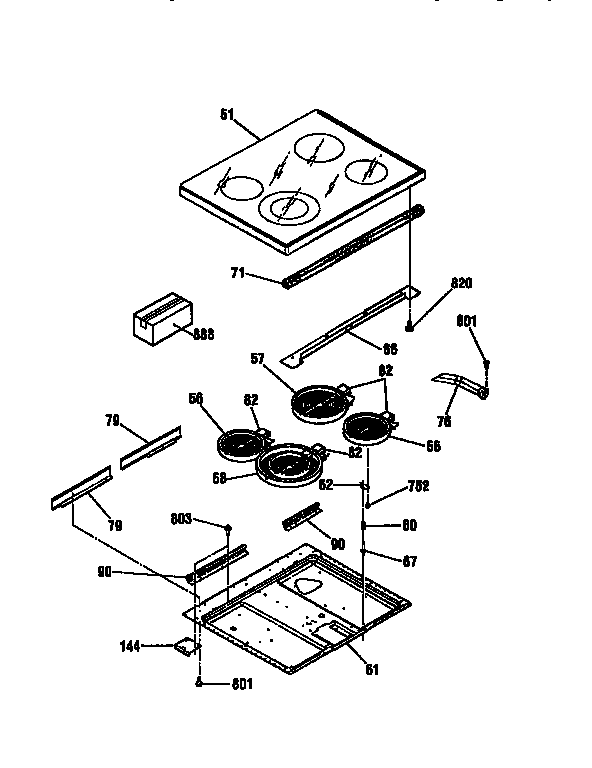 Kenmore 91195575790 maintop diagram