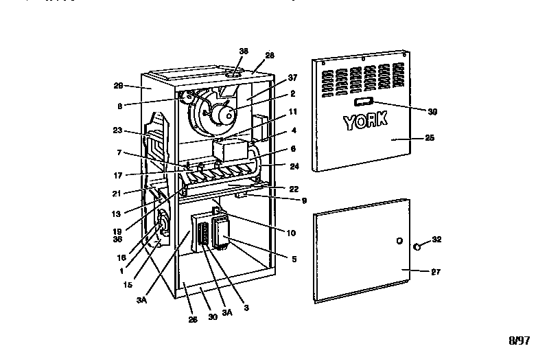 York P3GEB12N06401 variable speed 80 furnace diagram