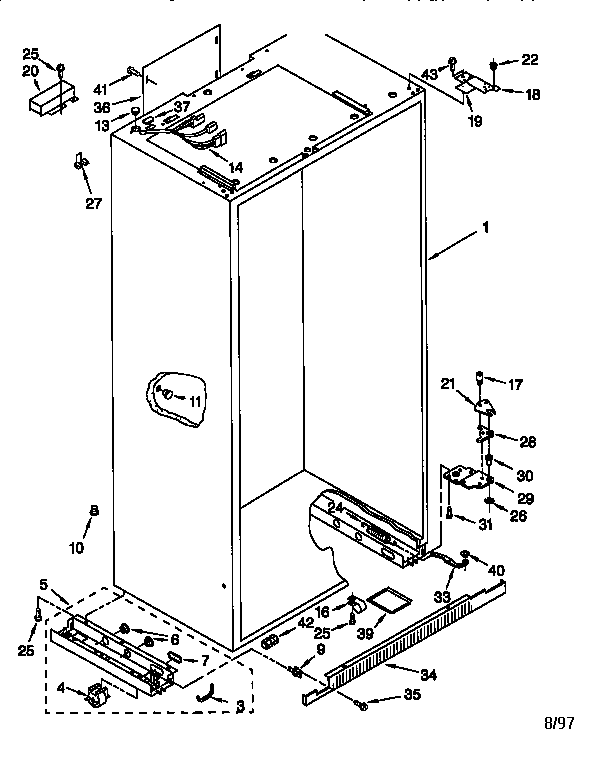 KitchenAid KSSP48QFW05 cabinet diagram
