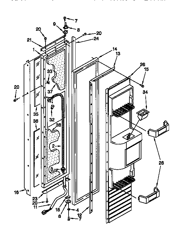 KitchenAid KSSP48QFW05 freezer door diagram