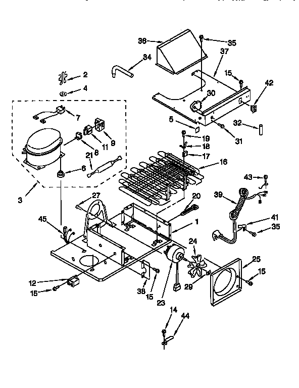 KitchenAid KSSP48QFW05 upper unit diagram