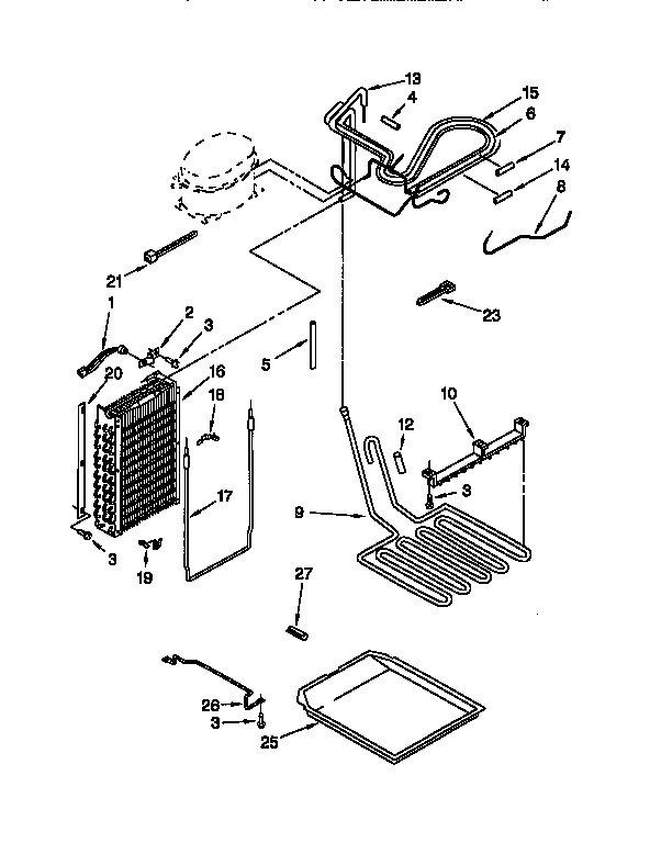 KitchenAid KSSP48QFW05 lower unit and tube diagram