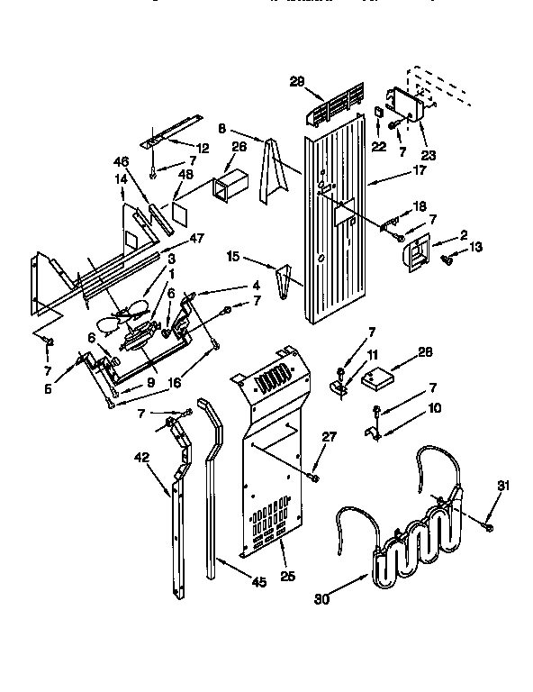 KitchenAid KSSP48QFW05 air flow and reservoir diagram