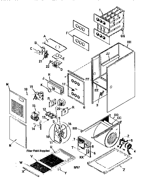 Arcoaire GUJ050N12C2 unit parts diagram
