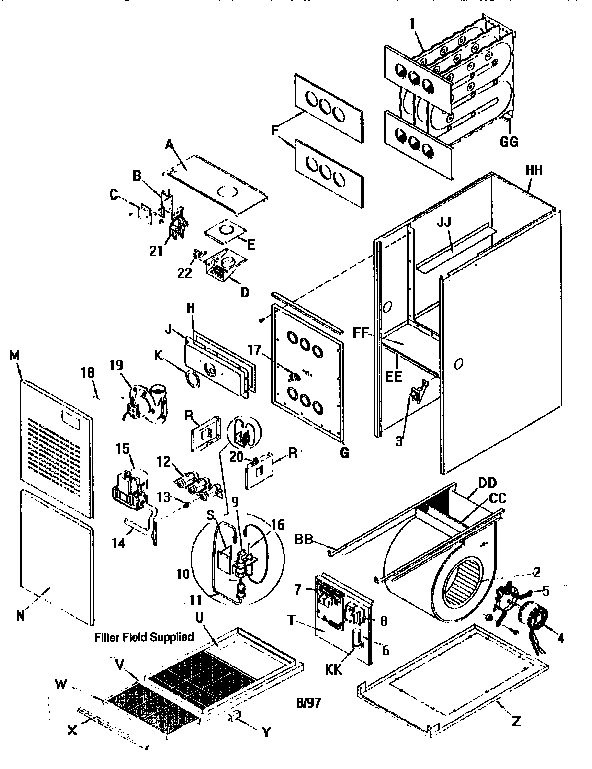 Arcoaire GUJ125N20C2 unit parts diagram